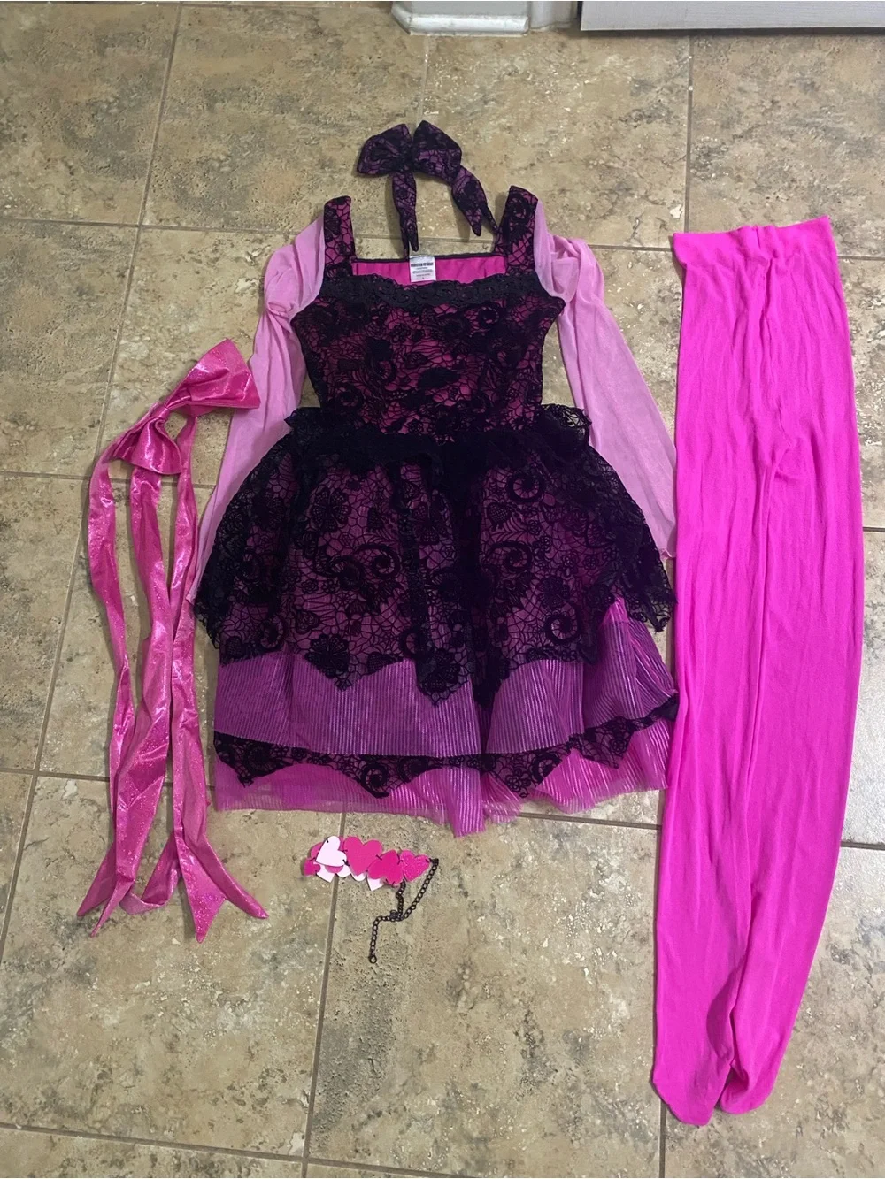 Monster High Kids Draculaura Monster Ball Girls Pink Lace Halloween Costume L